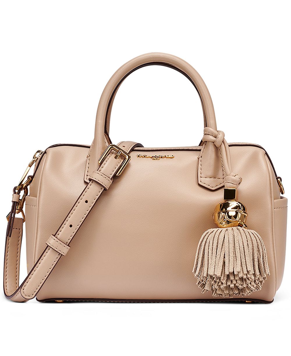 KARL LAGERFELD PARIS Perette Barrel Small Leather Crossbody Handbag