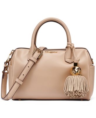 KARL LAGERFELD PARIS Perette Barrel Small Leather Crossbody Handbag