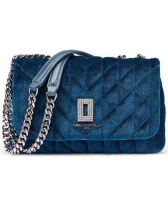 KARL LAGERFELD PARIS Lafayette Quilted Velvet Crossbody Shoulder Handbag