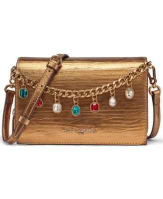 KARL LAGERFELD PARIS Lourdes Met Chain Detail Crossbody Handbag