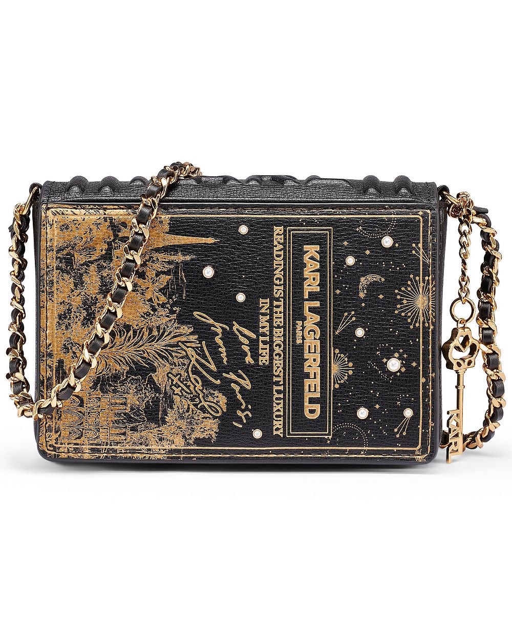 KARL LAGERFELD PARIS Ikons Book Small Leather Crossbody Handbag