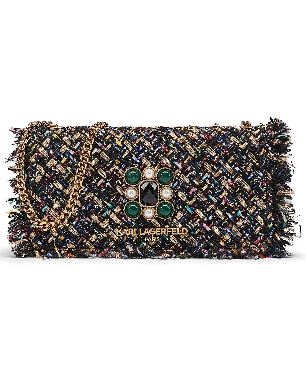 KARL LAGERFELD PARIS Kosette Tweed Chain-Strap Evening Crossbody Handbag
