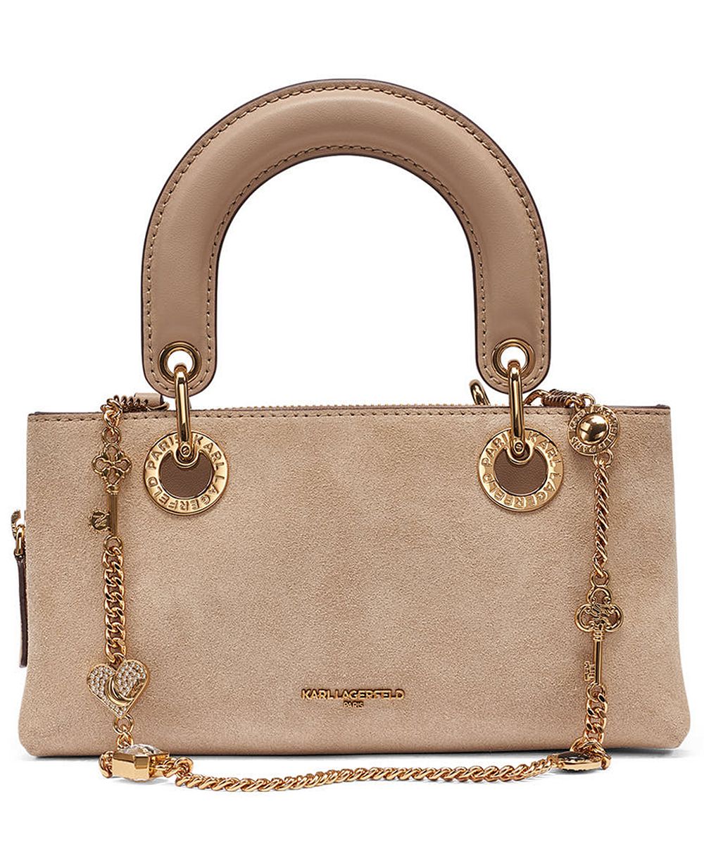 KARL LAGERFELD PARIS Benoite Suede Small Shoulder Handbag