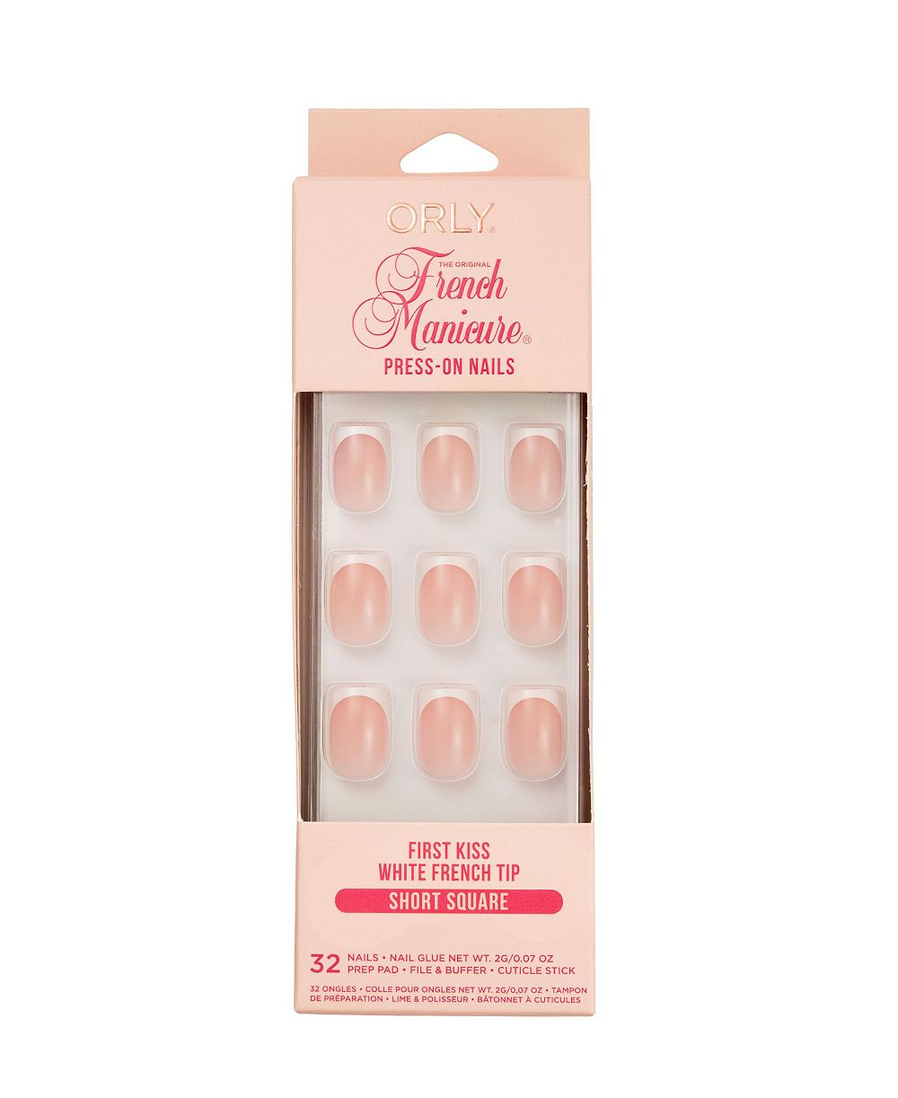 ORLY First Kiss французский маникюр, набор коротких квадратных накладных ногтей