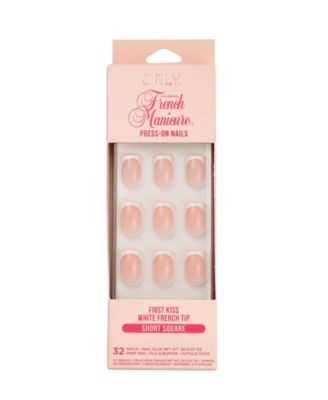 ORLY First Kiss французский маникюр, набор коротких квадратных накладных ногтей