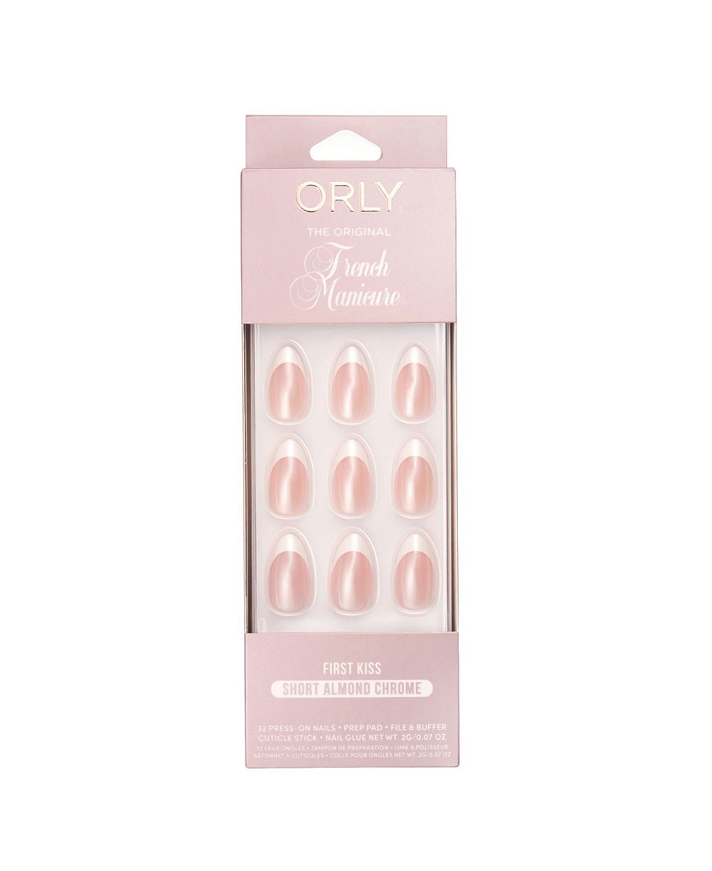 ORLY First Kiss Chrome French Manicure Short Almond Press-On Nails Set