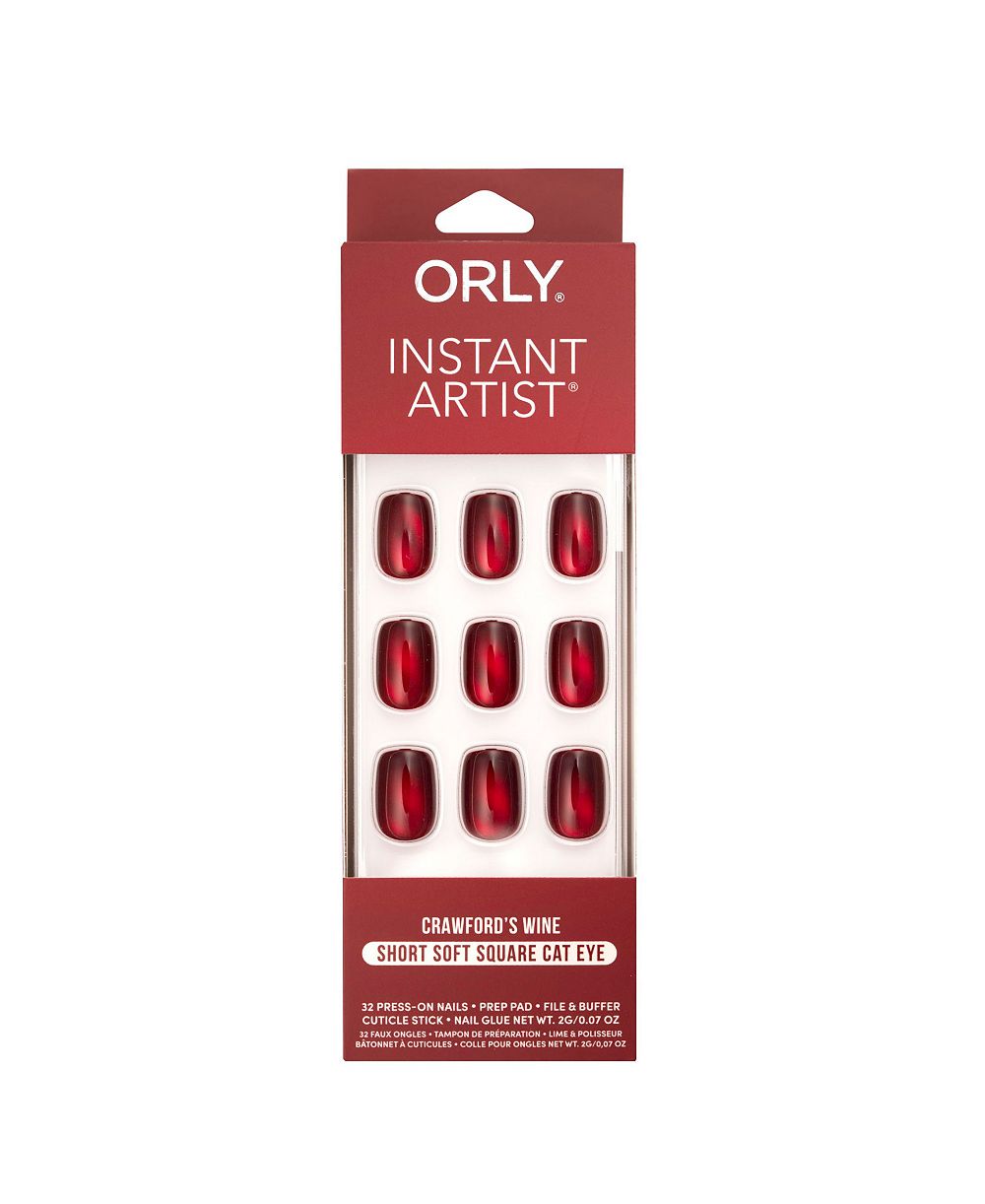 ORLY Crawfords Wine Cat Eye Instant Artist Short Soft Square Press-On Nails Set