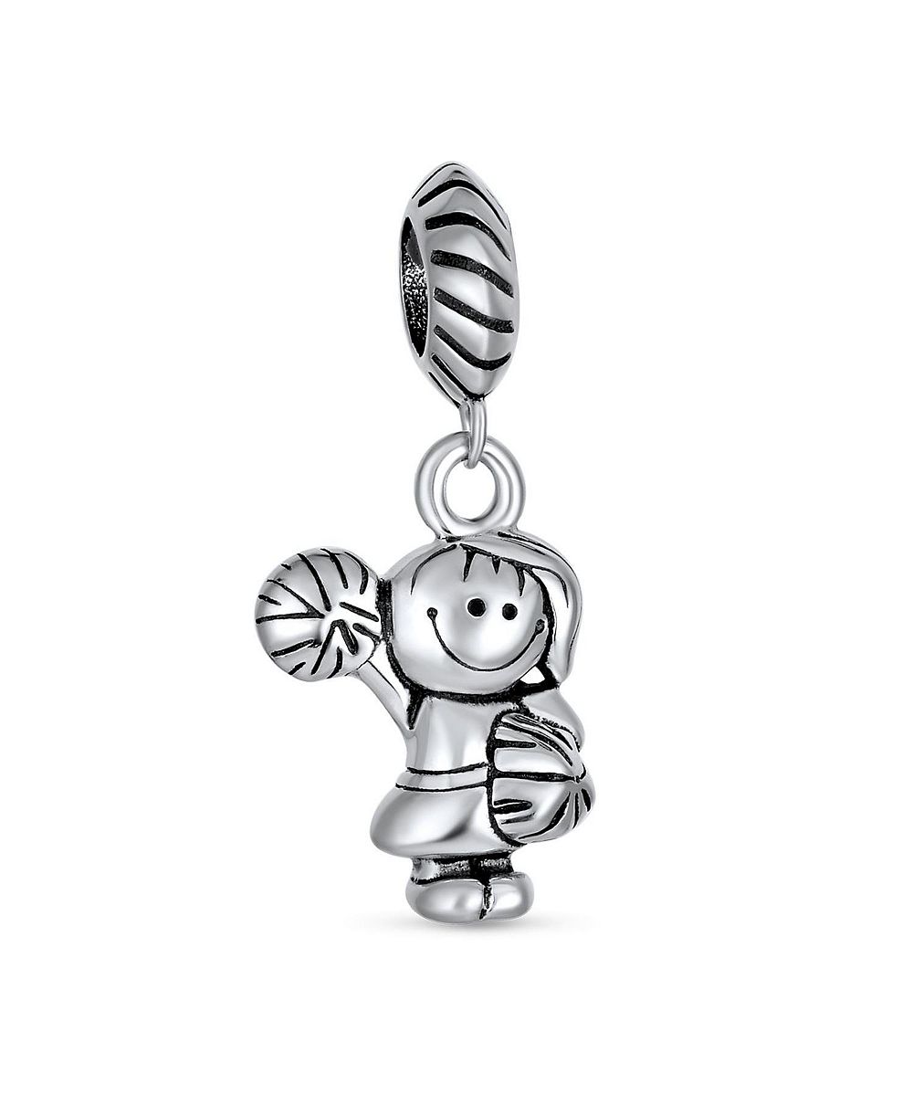 Bling Jewelry Cheerleader Soccer Player Dangle Charm Bead .925 Sterling Silver Fits European Bracelet