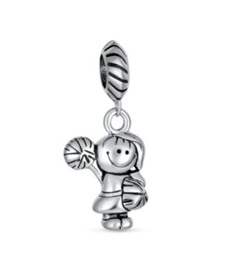 Браслет Bling Jewelry Cheerleader Soccer Player Dangle Charm Bead.925 Sterling Silver для европейских браслетов