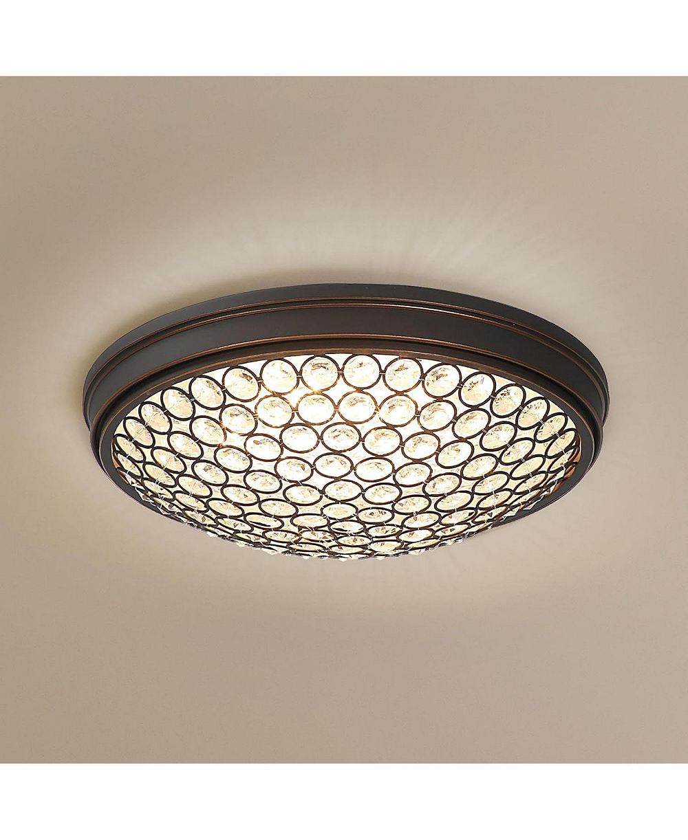Tribesigns LED Flush Mount Ceiling Light, 13" Ceiling Light Fixture with Modern Crystal, 3000K Warm /21W Crystal Light Fixture