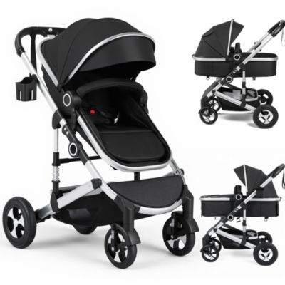 Kinder King Cozi 2 Convertible Baby Stroller, Folding High Landscape Design with Adjustable Canopy and Diaper Bag