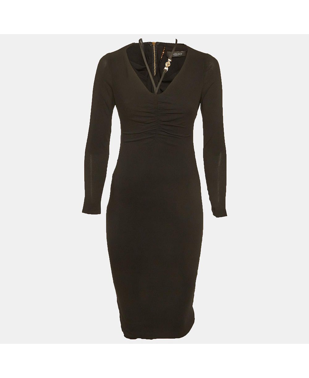 Женское платье Versace Crepe Medusa Detail Ruche Midi, б/у