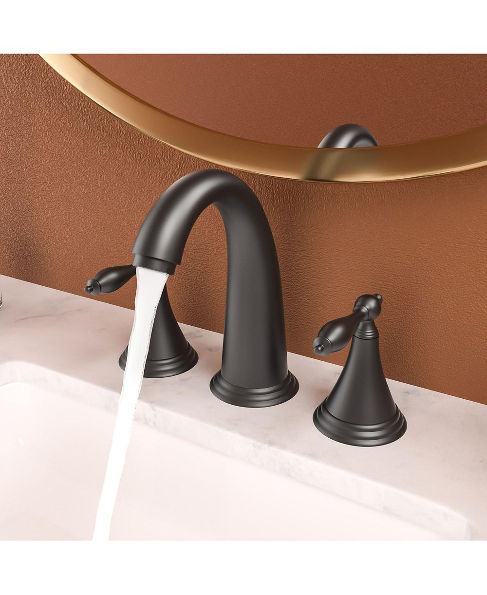 PHYING 2 Handle Widespread Bathroom Faucet 3 Hole, with Pop Up Drain and 2 Water Supply Lines