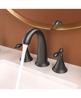 PHYING 2 Handle Widespread Bathroom Faucet 3 Hole, with Pop Up Drain and 2 Water Supply Lines