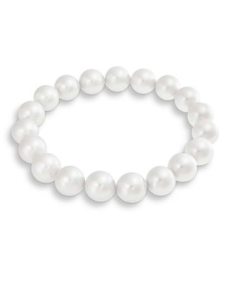 Bling Jewelry Classic Statement Faux Pearl Stackable Stretch Bracelet with 10MM Beads
