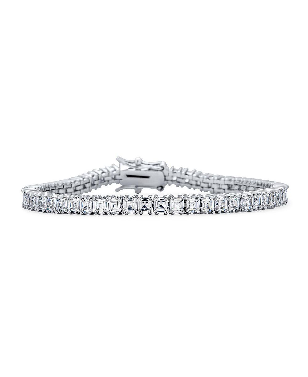 Браслет Bling Jewelry Cubic Zirconia Square CZ Channel Set Asscher Cut Tennis s Prom Brass