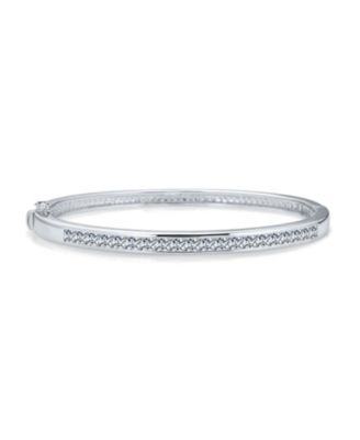 Bling Jewelry Cubic Zirconia Channel Set Princess Cut CZ Eternity Tennis Stackable Bangle Bracelet Fits 7-7.5 inch