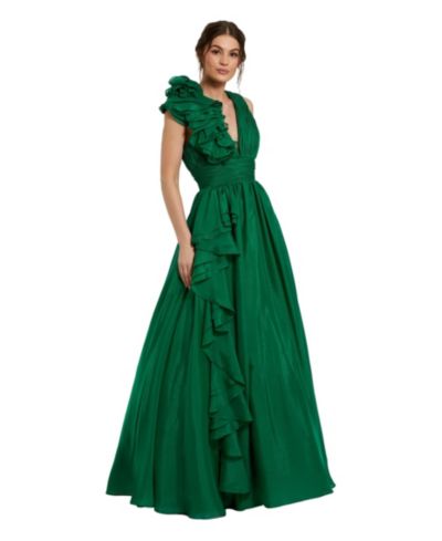 Вечернее платье Mac Duggal Petite Ruffle Shoulder V-Neck A-Line