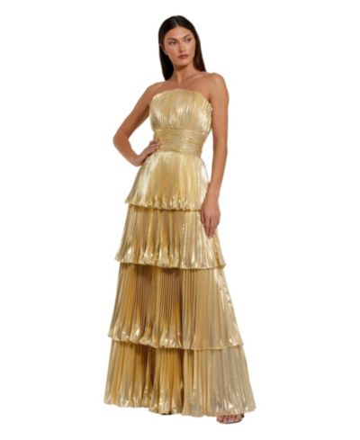 Mac Duggal Petite Платье вечернее металлик с плиссировкой