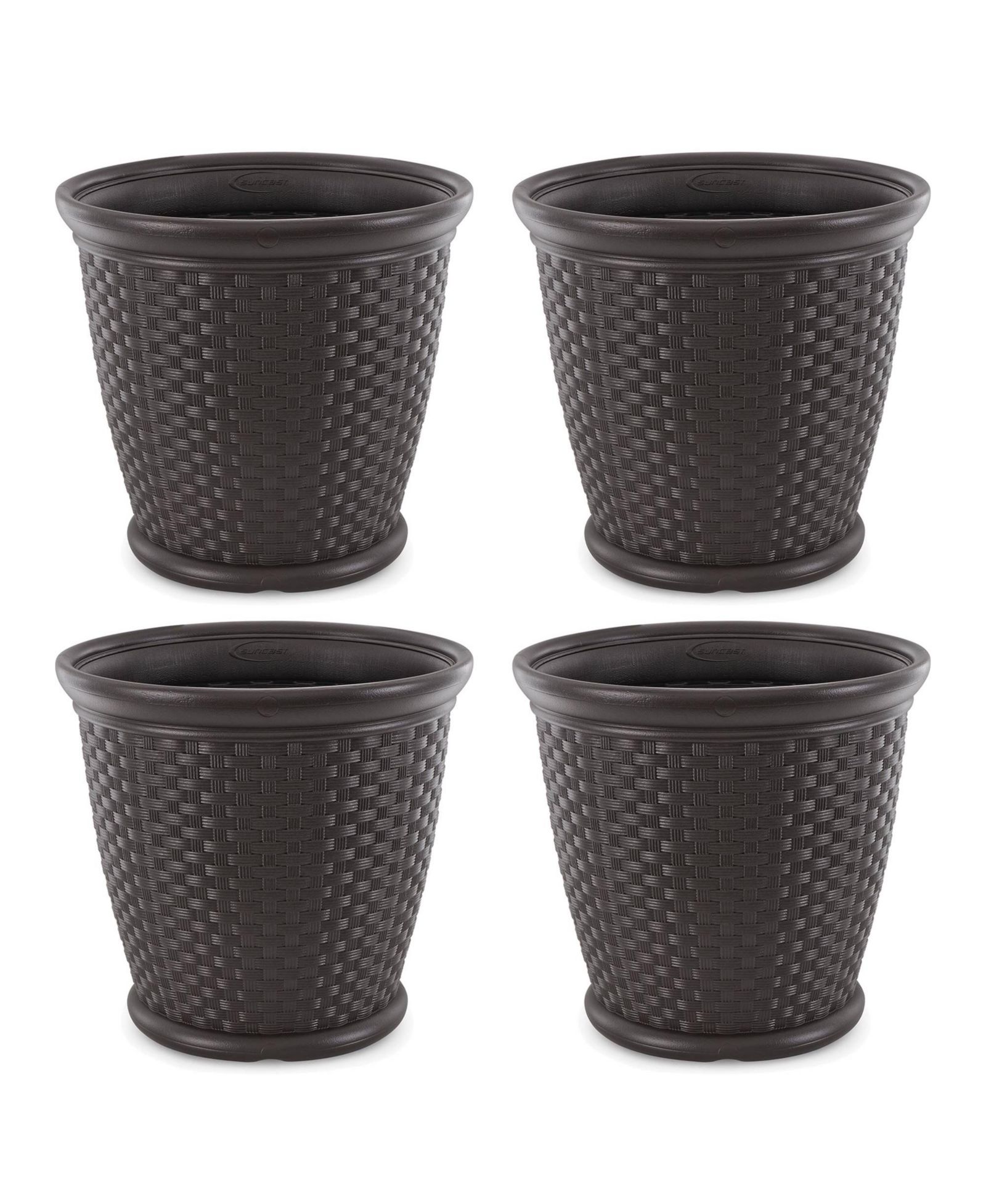 Suncast Sonora 22" Wicker Decorative Garden Flower Planter, (4 Pack)