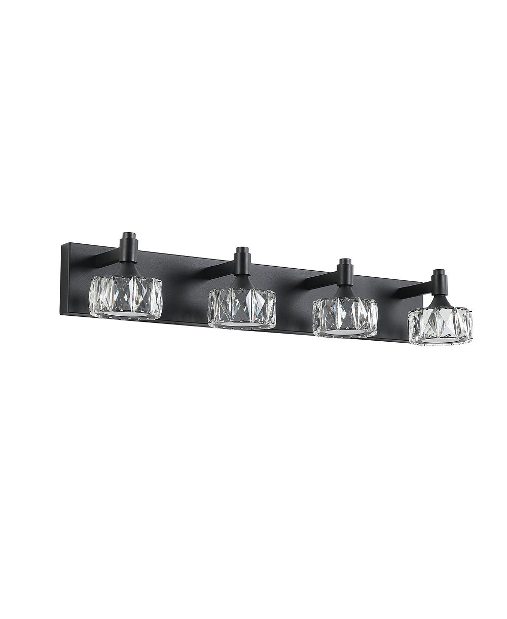 BUSDAYS Modern 4 Light LED Vanity Light Fixture with Crystal Glass Shades Bathroom Wall Sconce for Elegant Contemporary Home Decor