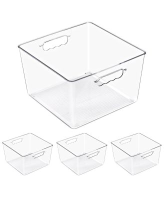 Sorbus 4 Pack Large Square Stackable Storage Bins with Handles - for Storage, Closet, Shelf and Home Organization