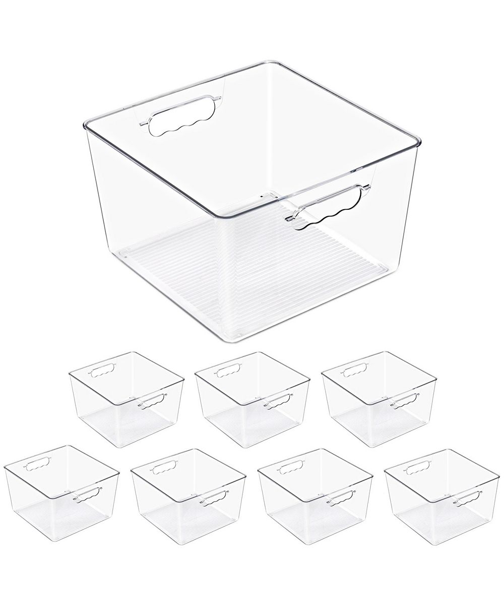Sorbus 8 Pack Large Square Stackable Storage Bins with Handles - for Storage, Closet, Shelf and Home Organization
