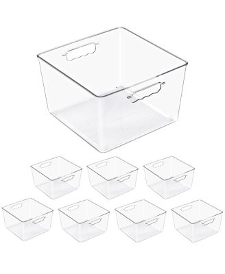 Sorbus 8 Pack Large Square Stackable Storage Bins with Handles - for Storage, Closet, Shelf and Home Organization