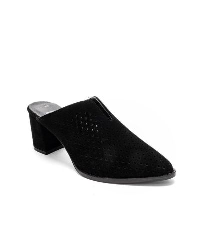 Forever & Always Shoes Women's Toen Leather Block Heel Mule