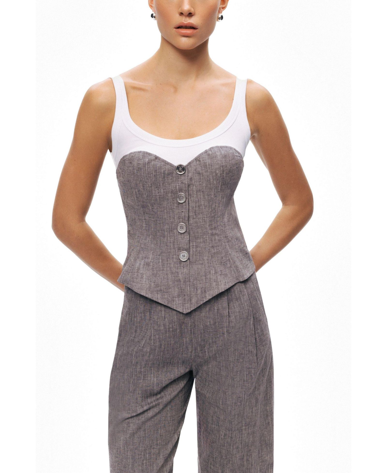 NOCTURNE Women's Button-Front Tailored Blouse