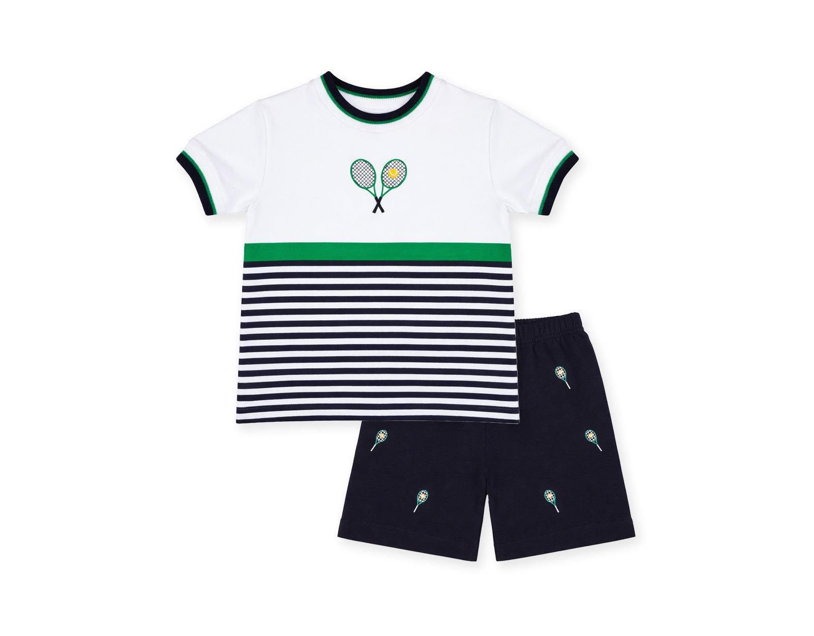 Florence Eiseman Little Girls 4- 7 Knit Short Set with Tennis Rackets