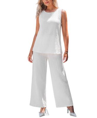 Cupshe Women's Crew Neck Long Pants Set