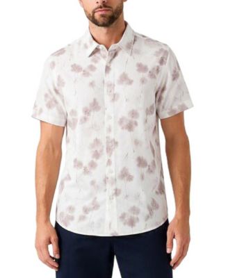 GUESS Men's Knox Jacquard Short-Sleeve Floral Print Regular-Fit Shirt