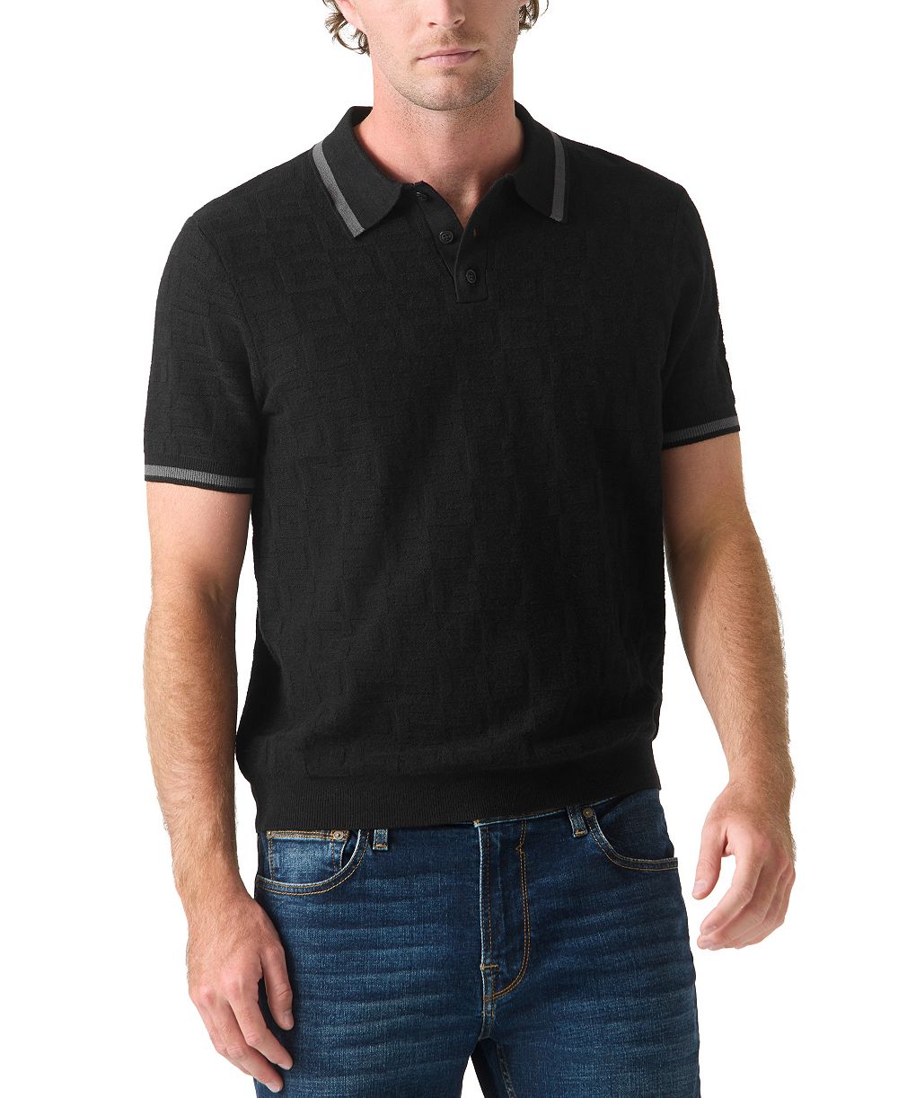 GUESS Men's Smith Spread Collar Polo Sweater