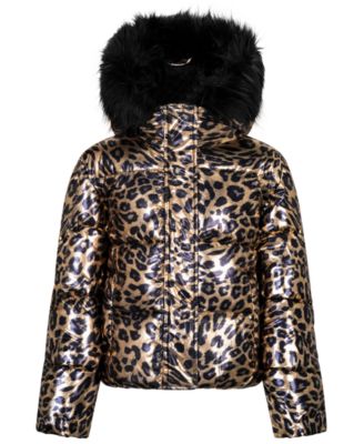 Куртка Sam Edelman Girls' 6-16 All Over Metallic Leopard Printed Hooded