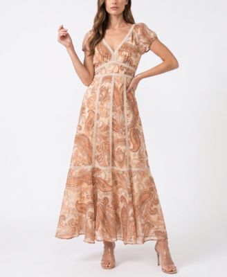Taylor Women's V-Neck Paisley Fit & Flare Dress