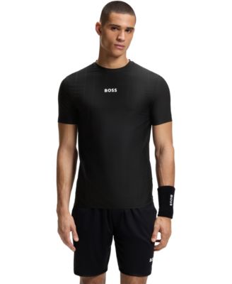 BOSS by Hugo Boss Мужская футболка Slim Fit с жаккардовым полосатым логотипом