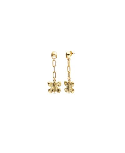 Длинные серьги-бабочки UNOde50, позолота 18k, сплав металлов