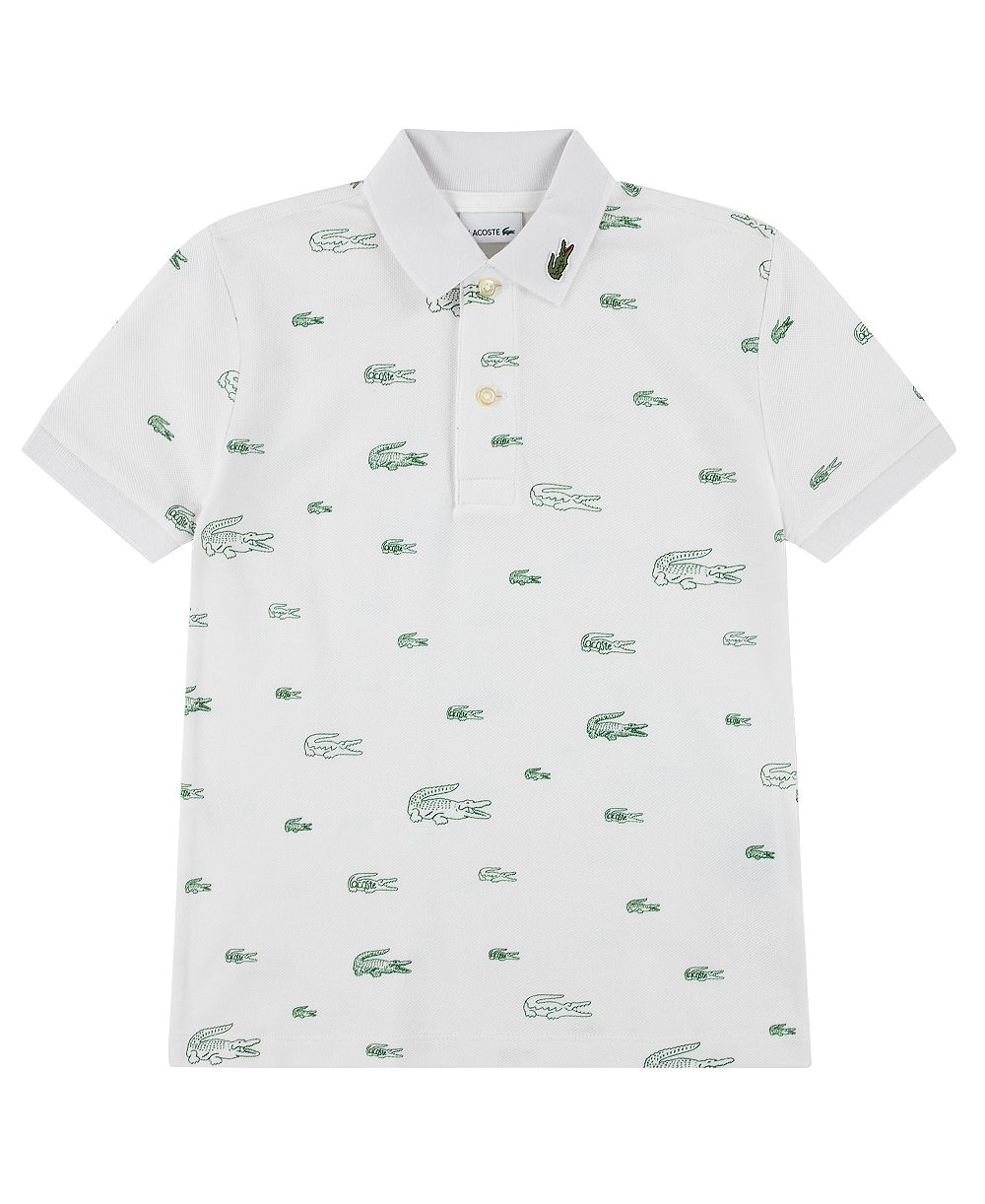 Мужская поло Lacoste с коротким рукавом и принтом крокодила для мальчиков (10-16 лет)