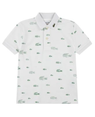 Мужская поло Lacoste с коротким рукавом и принтом крокодила для мальчиков (10-16 лет)