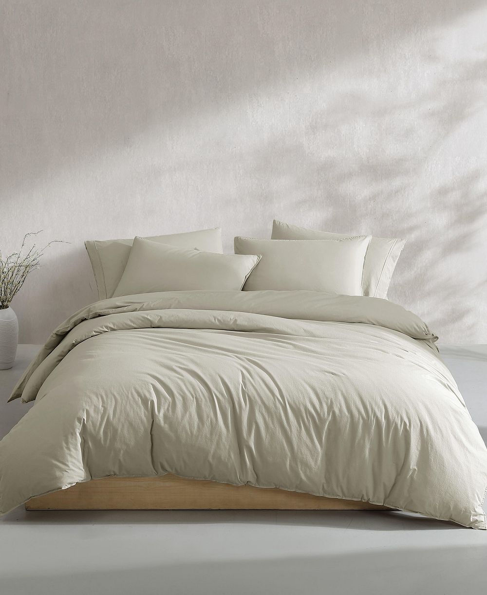 Calvin Klein Washed Percale Cotton Solid 3 Piece Comforter Set, King