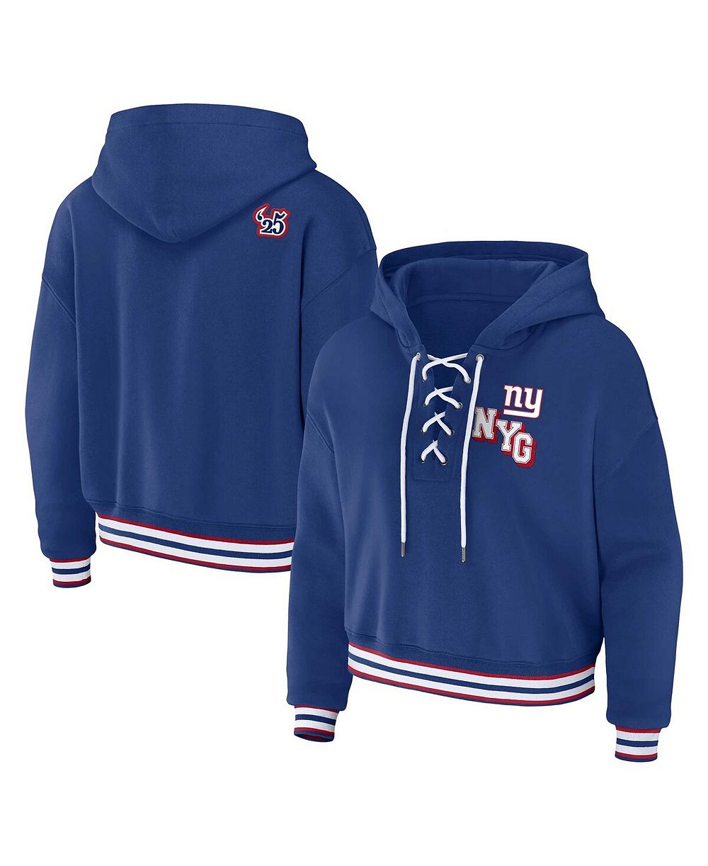 Женское худи WEAR by Erin Andrews Royal New York Giants Plus Size Lace-Up Pullover