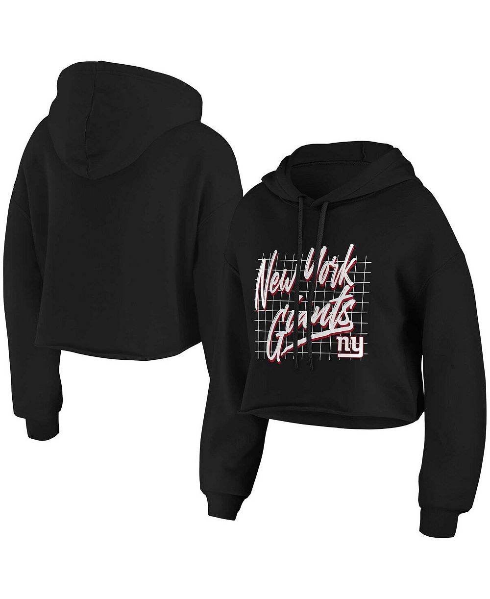 Свитшот WEAR by Erin Andrews Women's Black New York Giants Domestic Cropped Pullover Hoodie