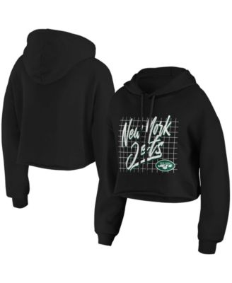 Женское худи WEAR by Erin Andrews Black New York Jets Domestic Cropped Pullover