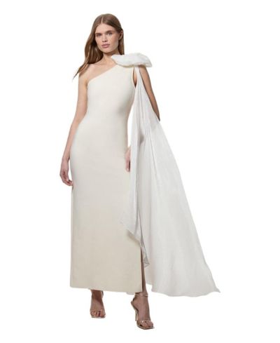 Karen Millen Women's Shoulder Bow Cape Detail Maxi Dress