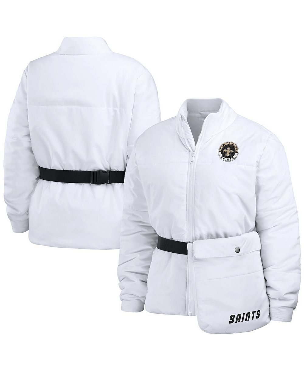 Женская ветровка WEAR by Erin Andrews White New Orleans Saints Packaway Full-Zip Puffer