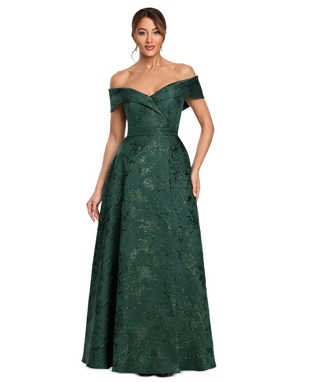 Женское вечернее платье XSCAPE Metallic Brocade Off-the-Shoulder