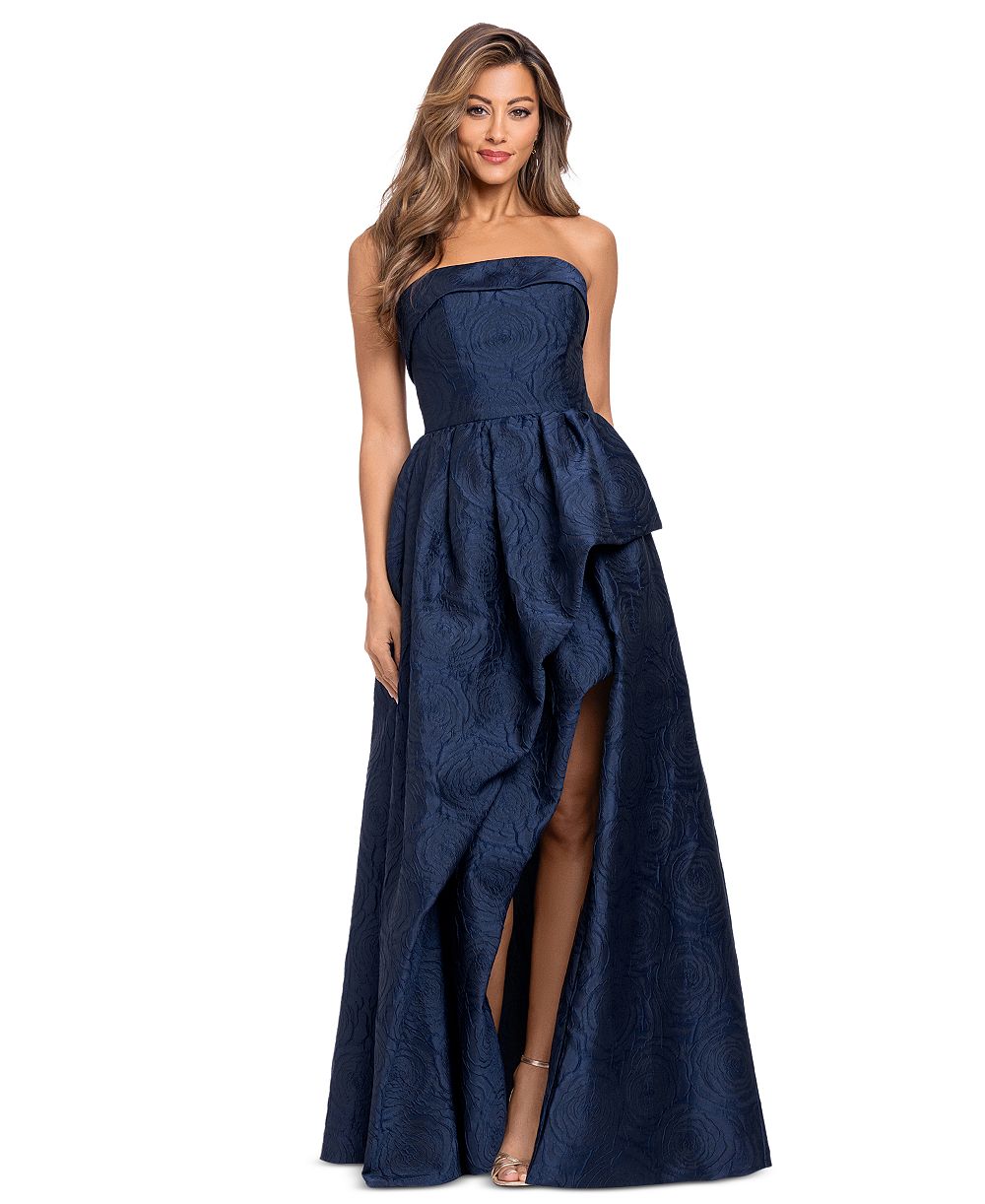 Женское вечернее платье XSCAPE Brocade Strapless Ruffle