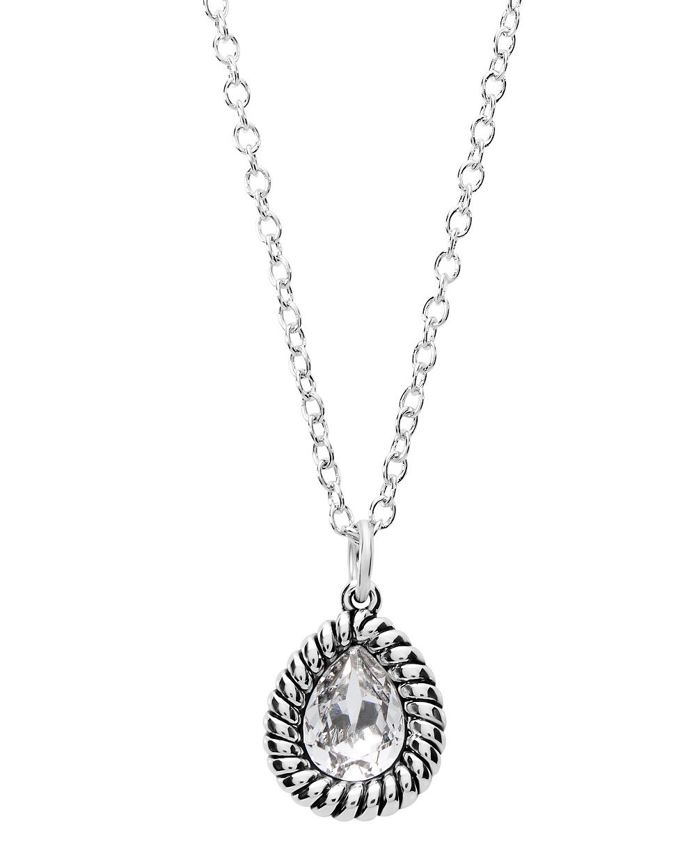 Macy's Ожерелье с кристаллами и серебром Sterling Silver Pear-Shaped Crystal Rope Edge