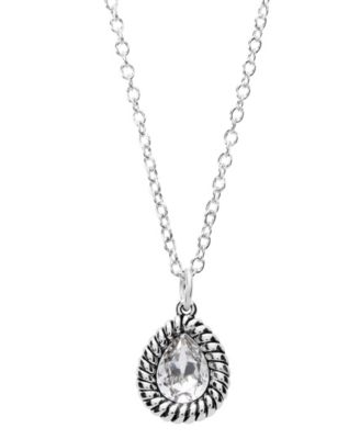 Macy's Ожерелье с кристаллами и серебром Sterling Silver Pear-Shaped Crystal Rope Edge